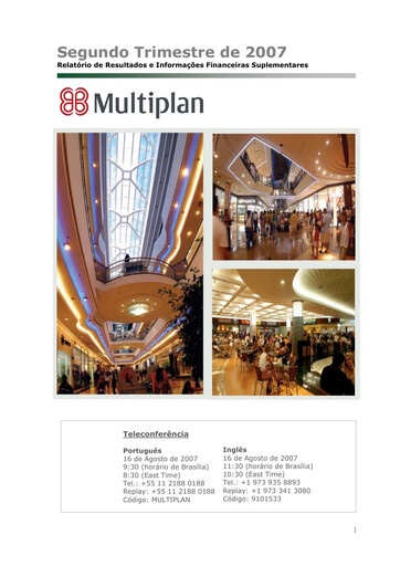 Thumbnail Multiplan Empreendimentos Imobiliários Quarterly Report 2007-q2