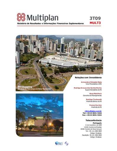 Thumbnail Multiplan Empreendimentos Imobiliários Quarterly Report 2009-q3