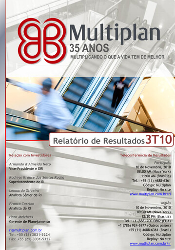 Thumbnail Multiplan Empreendimentos Imobiliários Quarterly Report 2010-q3