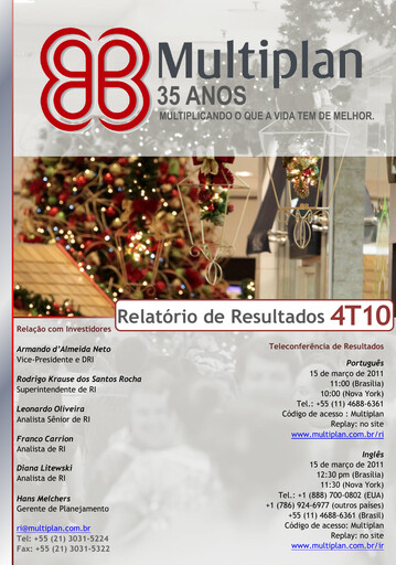 Thumbnail Multiplan Empreendimentos Imobiliários Quarterly Report 2010-q4