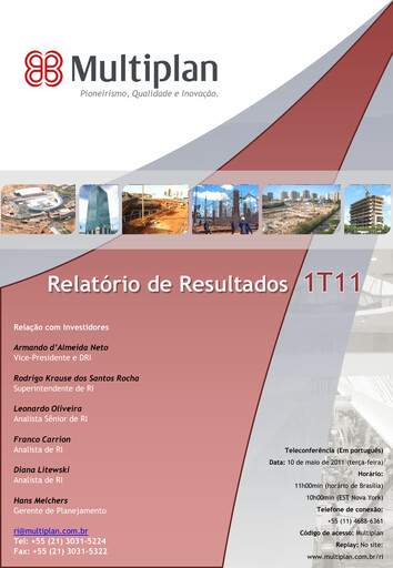 Thumbnail Multiplan Empreendimentos Imobiliários Quarterly Report 2011-q1