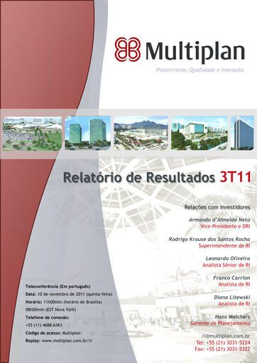 Thumbnail Multiplan Empreendimentos Imobiliários Quarterly Report 2011-q3