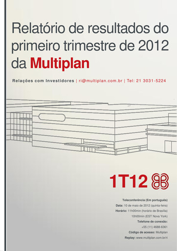 Thumbnail Multiplan Empreendimentos Imobiliários Quarterly Report 2012-q1