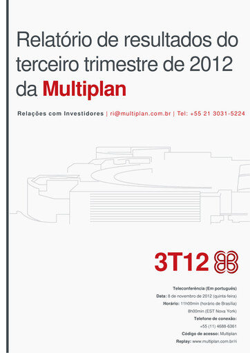 Thumbnail Multiplan Empreendimentos Imobiliários Quarterly Report 2012-q3