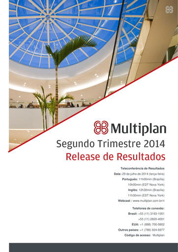 Thumbnail Multiplan Empreendimentos Imobiliários Quarterly Report 2014-q2
