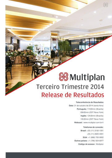 Thumbnail Multiplan Empreendimentos Imobiliários Quarterly Report 2014-q3