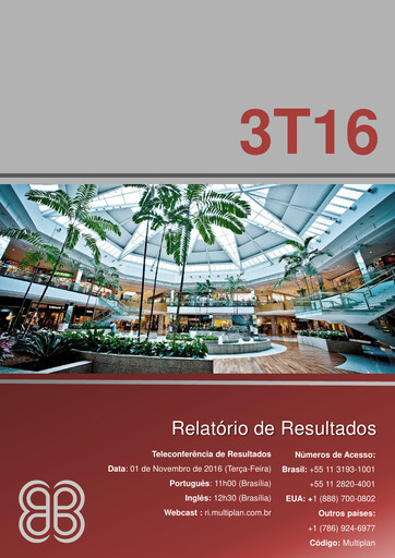 Thumbnail Multiplan Empreendimentos Imobiliários Quarterly Report 2016-q3