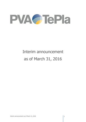 Miniature PVA TePla AG Rapport trimestriel 2016-q1