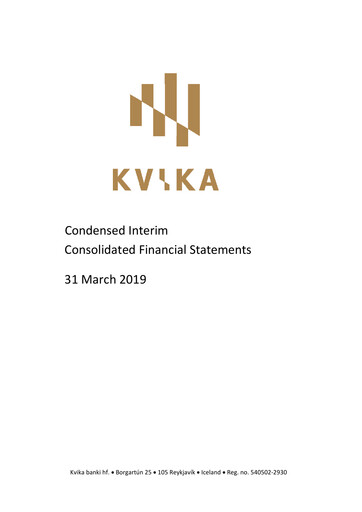 Thumbnail Kvika banki Financial Statement 2019-q1