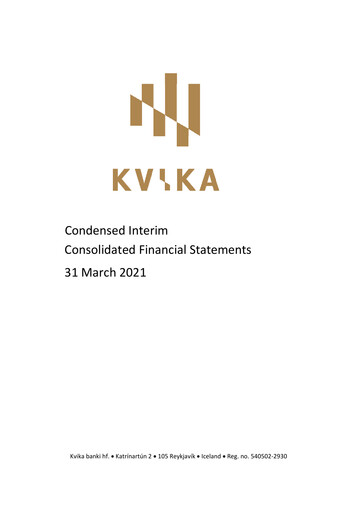 Thumbnail Kvika banki Financial Statement 2021-q1