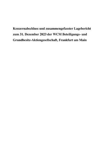 Thumbnail WCM Beteiligungs- und Grundbesitz Annual Report 2023