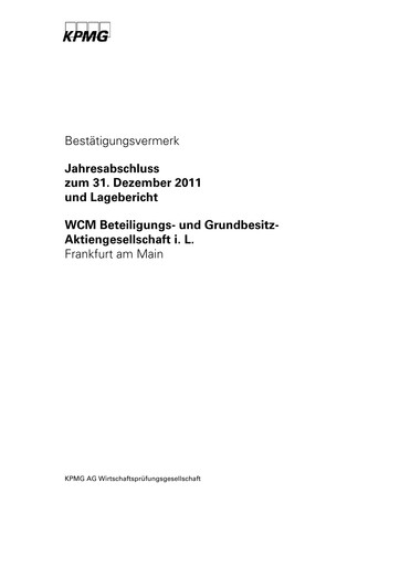 Thumbnail WCM Beteiligungs- und Grundbesitz Financial Statement 2011