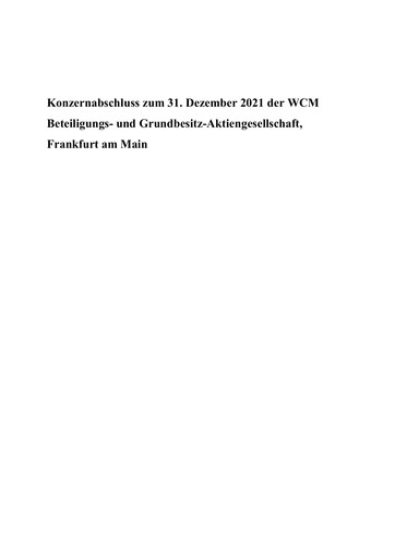 Thumbnail WCM Beteiligungs- und Grundbesitz Financial Statement 2021
