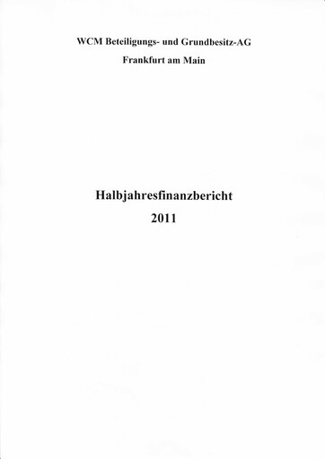 Vorschaubild WCM Beteiligungs- und Grundbesitz Halbjahresbericht 2011-h1