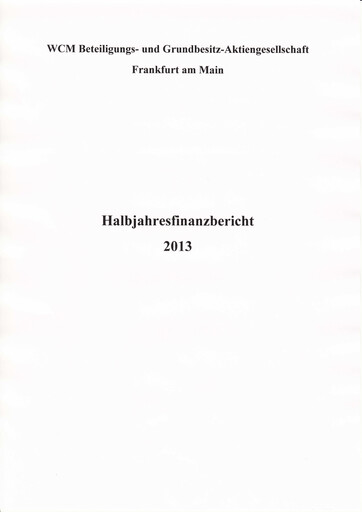 Vorschaubild WCM Beteiligungs- und Grundbesitz Halbjahresbericht 2013-h1