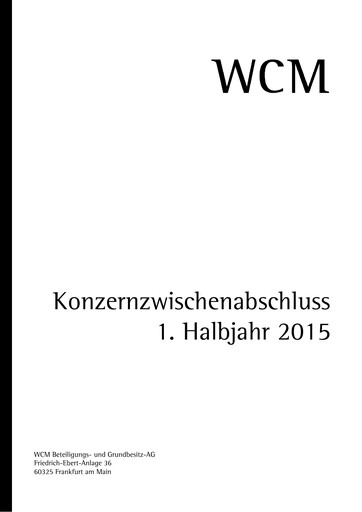 Vorschaubild WCM Beteiligungs- und Grundbesitz Halbjahresbericht 2015-h1