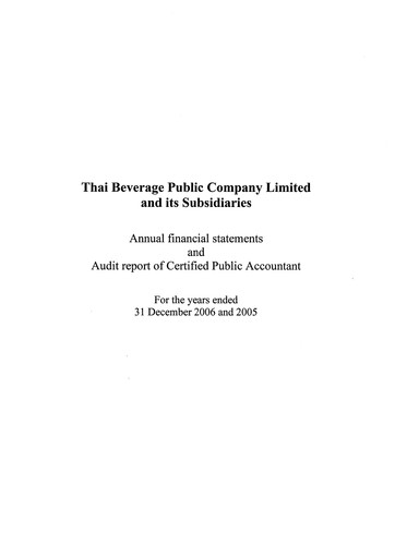Thumbnail Thai Beverage
 Financial Statement 2006