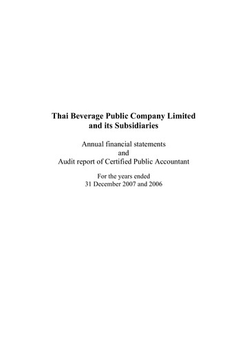 Thumbnail Thai Beverage
 Financial Statement 2007