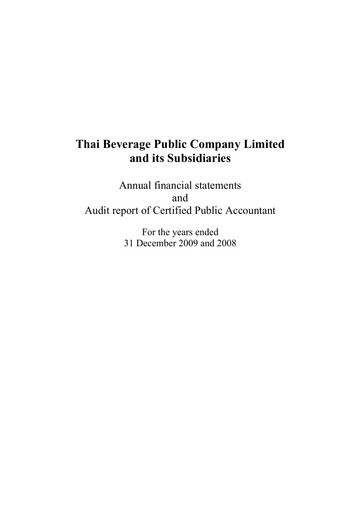 Thumbnail Thai Beverage
 Financial Statement 2009