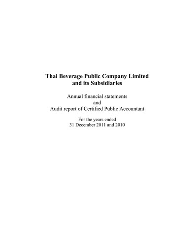 Thumbnail Thai Beverage
 Financial Statement 2011