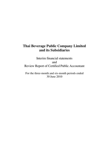 Thumbnail Thai Beverage
 Half-year Report 2010-h1