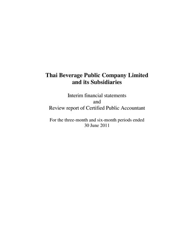 Thumbnail Thai Beverage
 Half-year Report 2011-h1
