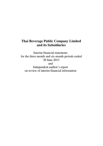 Thumbnail Thai Beverage
 Half-year Report 2013-h1