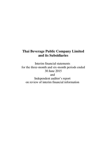 Thumbnail Thai Beverage
 Half-year Report 2015-h1