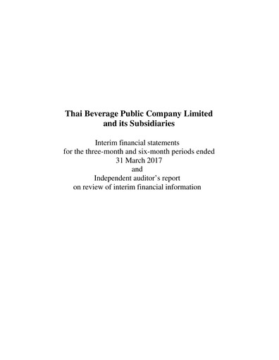 Thumbnail Thai Beverage
 Half-year Report 2017-h1
