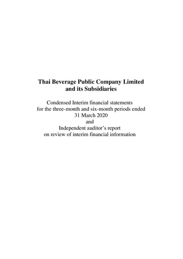 Thumbnail Thai Beverage
 Half-year Report 2020-h1