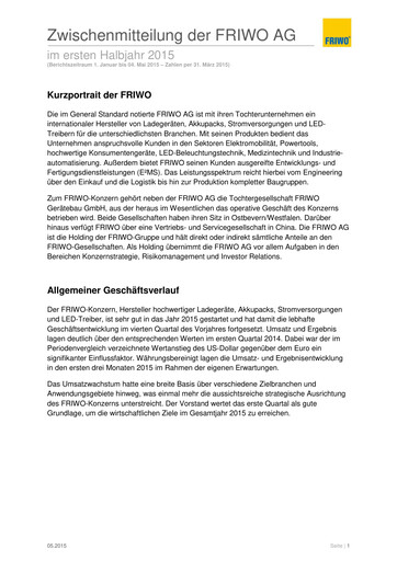 Thumbnail FRIWO Quarterly Report 2015-q1