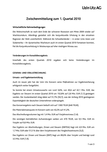 Thumbnail Uzin Utz Quarterly Report 2010-q1