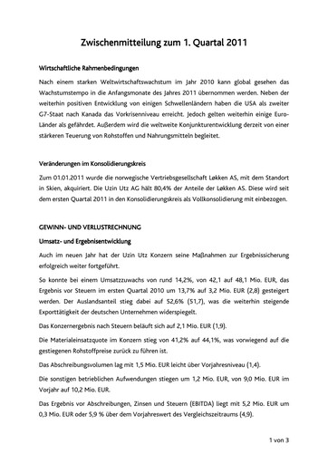 Thumbnail Uzin Utz Quarterly Report 2011-q1