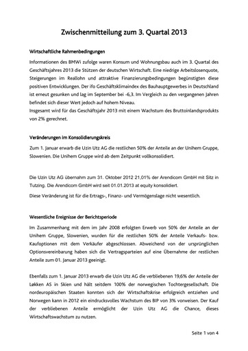 Thumbnail Uzin Utz Quarterly Report 2013-q3