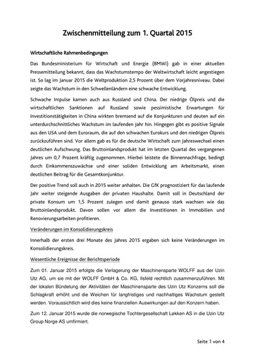 Thumbnail Uzin Utz Quarterly Report 2015-q1