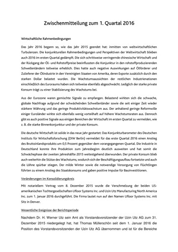 Thumbnail Uzin Utz Quarterly Report 2016-q1