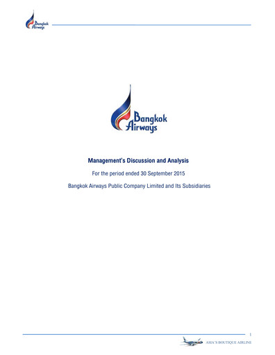 Thumbnail Bangkok Airways
 Quarterly Report 2015-q3