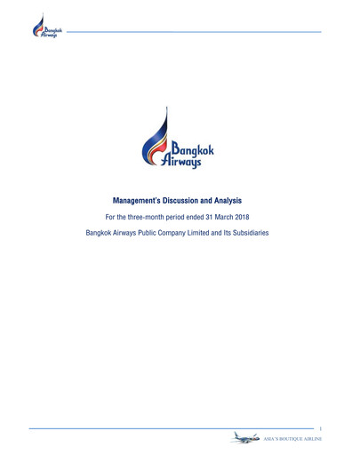 Thumbnail Bangkok Airways
 Quarterly Report 2018-q1