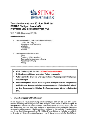 Miniature STINAG Stuttgart Invest Rapport semestriel 2007-h1
