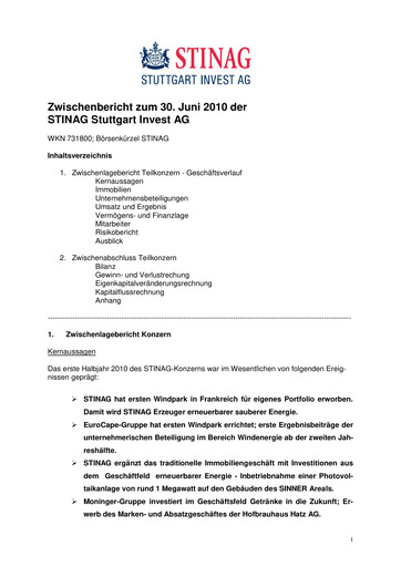 Miniature STINAG Stuttgart Invest Rapport semestriel 2010-h1