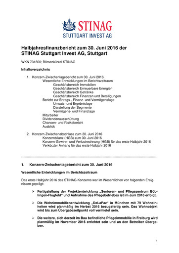 Miniature STINAG Stuttgart Invest Rapport semestriel 2016-h1