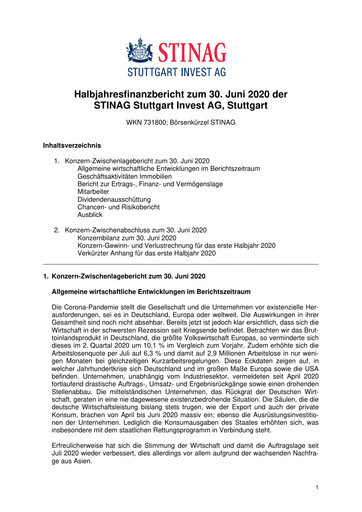 Miniature STINAG Stuttgart Invest Rapport semestriel 2020-h1