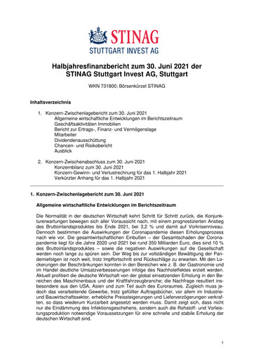 Miniature STINAG Stuttgart Invest Rapport semestriel 2021-h1