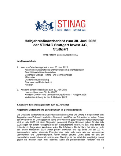 Miniature STINAG Stuttgart Invest Rapport semestriel 2025-h1