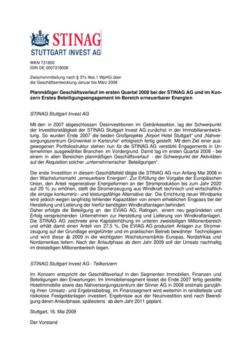 Thumbnail STINAG Stuttgart Invest Quarterly Report 2008-q1