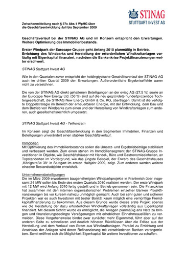 Thumbnail STINAG Stuttgart Invest Quarterly Report 2009-q3