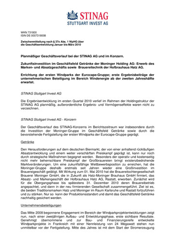Thumbnail STINAG Stuttgart Invest Quarterly Report 2010-q1