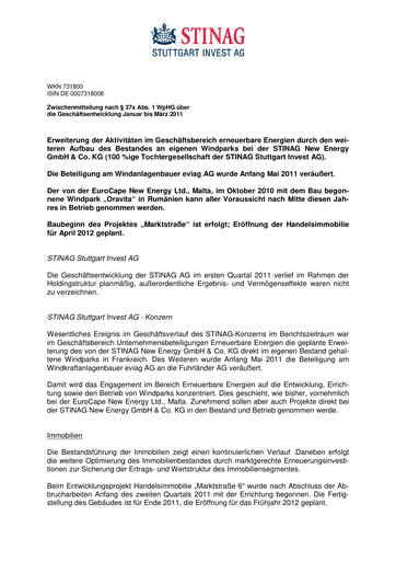 Thumbnail STINAG Stuttgart Invest Quarterly Report 2011-q1