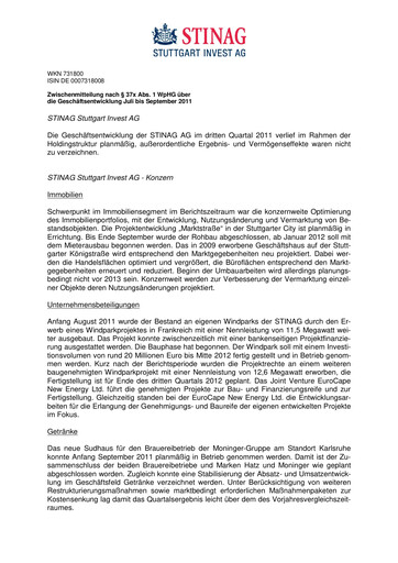 Thumbnail STINAG Stuttgart Invest Quarterly Report 2011-q3
