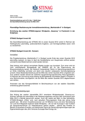 Thumbnail STINAG Stuttgart Invest Quarterly Report 2012-q1
